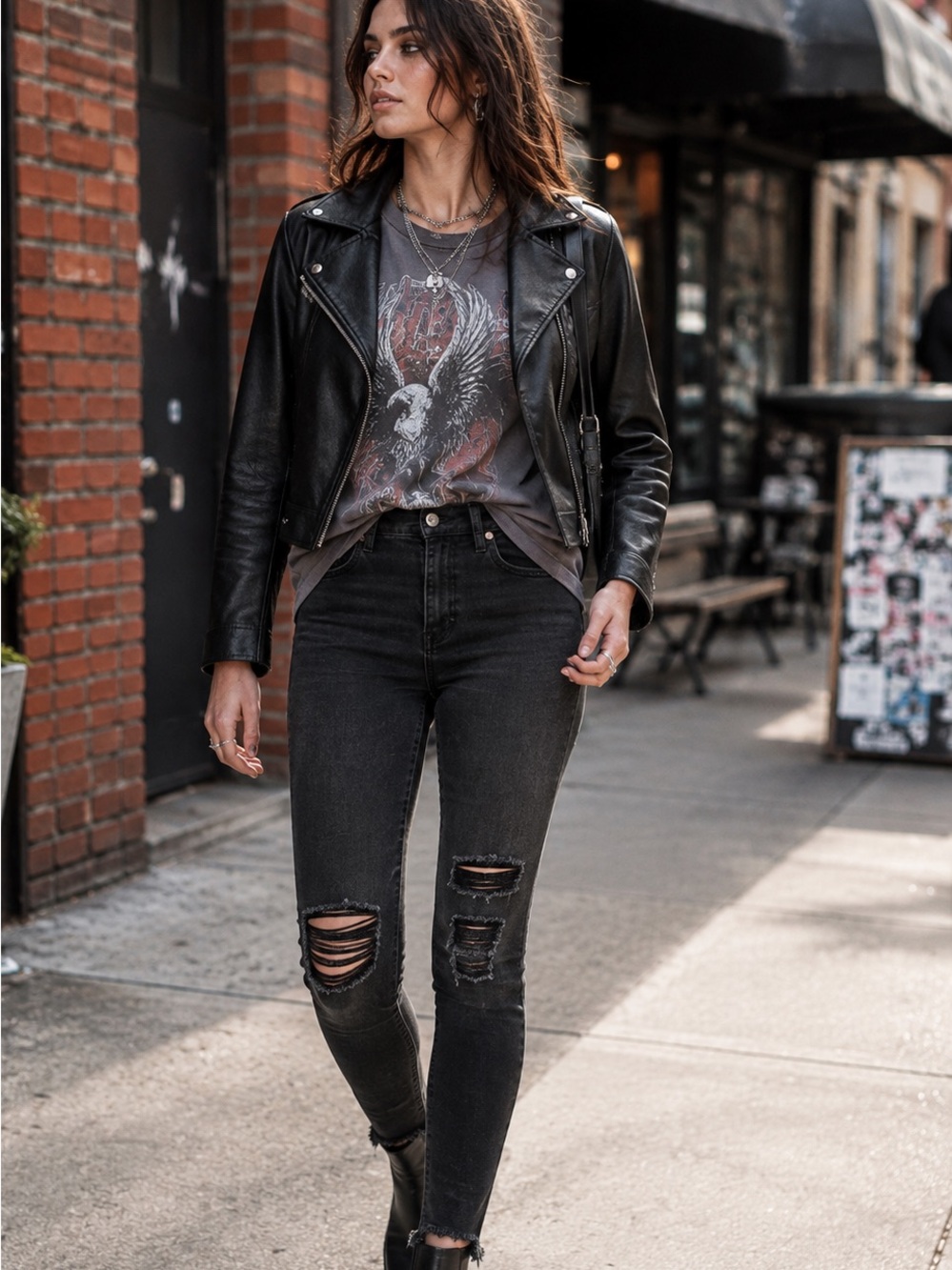 Mix No. 6 Black Distressed Ripped Skinny Jeans Raw Hem Size Large